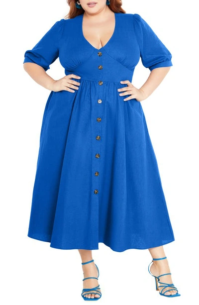 City Chic Trendy Plus Size Sunset Stroll Dress In Monaco Blue