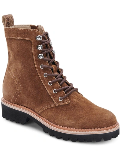 Dolce Vita Avena Womens Leather Ankle Combat & Lace-up Boots In Brown