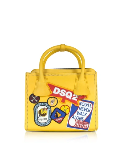 Dsquared2 Deana Small Yellow Leather Satchel W-patches