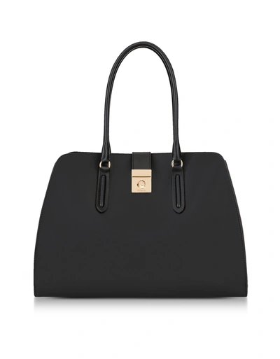 Furla Onyx Leather Large Milano Tote Bag In Black