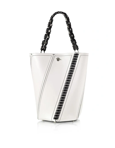 Proenza Schouler Black And White Leather Medium Hex Bucket Bag W/whipstitch