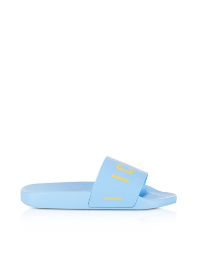 Dsquared2 Icon Sky Blue Rubber Slide Sandals In Light Blue