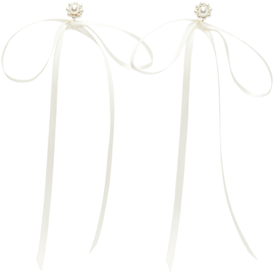 Simone Rocha Bow-detail Faux Pearl Earrings In White