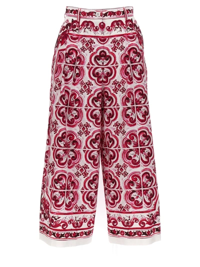 Dolce & Gabbana Maiolica Culotte Pants In Fuchsia