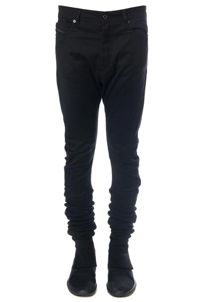 Diesel Black Gold Black Cotton Pants With Sides In Nylon