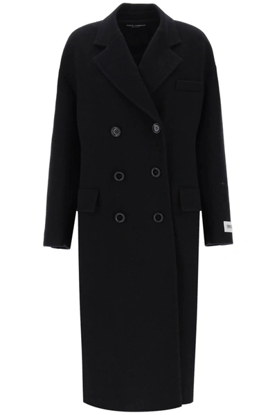 Dolce & Gabbana Oversized Double-breasted Coat In Nero (black)