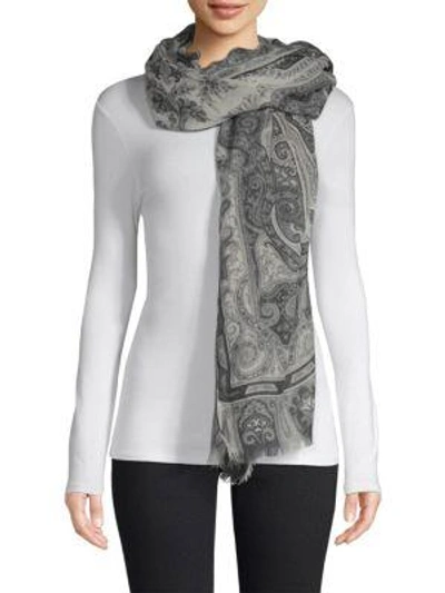 Etro Paisley Print Cashmere Scarf In Black