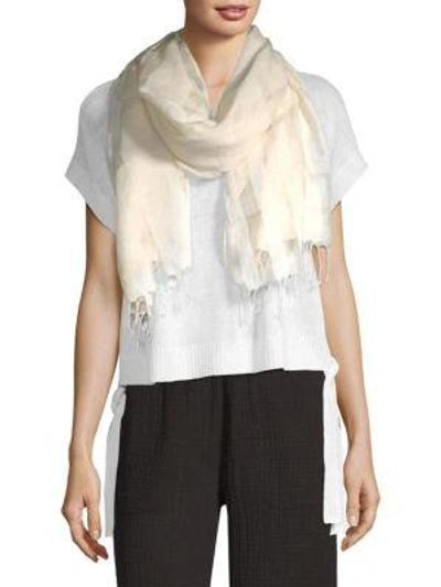 Eileen Fisher Embroidered Eyelet Scarf In White