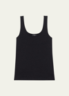 Theory Scoop Neck Tank In Stretch Cotton In Black