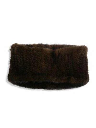 Surell Mink Fur Headband/collar In Brown