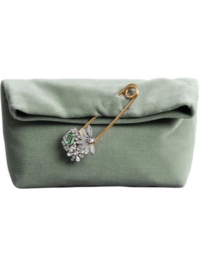 Burberry The Small Pin Clutch In Velvet In Grey