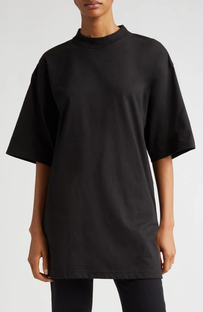 Balenciaga Oversized Distressed Printed Cotton-jersey T-shirt In Black