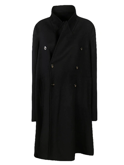 Rick Owens Double Breasted Long Coat In Black