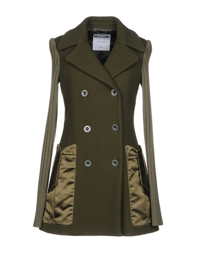 Moschino Coats In Military Green