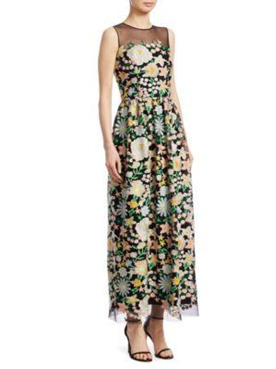 ml Monique Lhuillier Floral Embroidery Cocktail Dress In Peony Garden