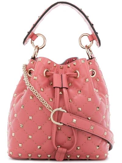 Valentino Garavani Valentino  Rockstud Quilted Mini Bucket Bag - Pink
