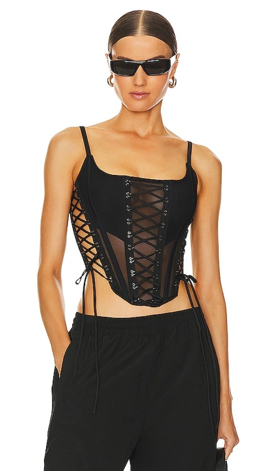 Monse Lace-up Sheer Bustier Top In Black