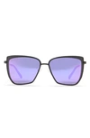 Diff 58mm Square Sunglasses In Matte Black/ Purple Mirror