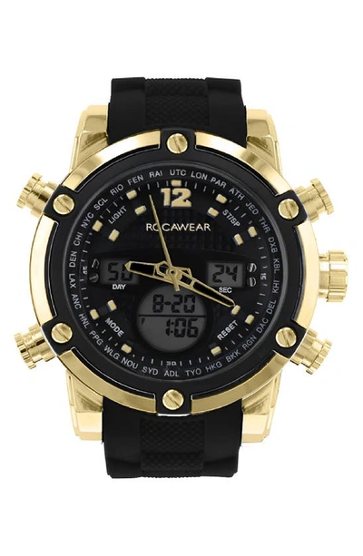 Rocawear Silicone Strap Watch, 51mm In Black