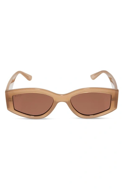 Diff 55mm Kai Slim Sunglasses In Milky Light Brown/ Brown Lens