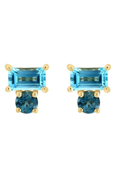 Effy 14k Gold Londo Blue Topaz & Emerald Stud Earrings