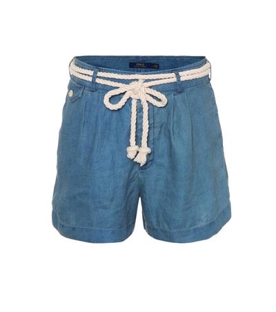 Polo Ralph Lauren Chambray Linen Shorts In Blue
