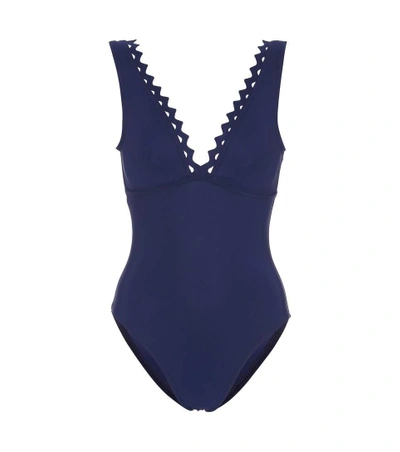 Karla Colletto Reina V-neck Swimsuit In Blue