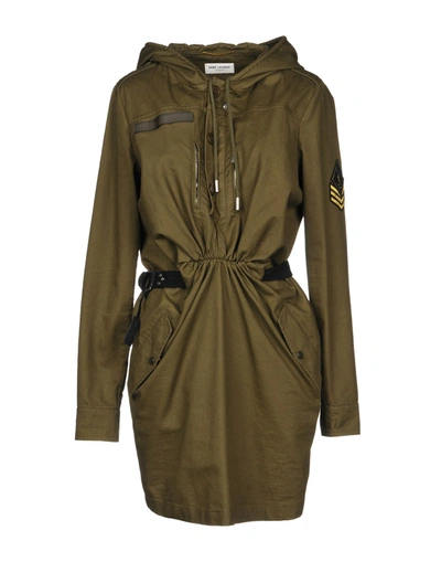 Saint Laurent Short Dresses In Military Green