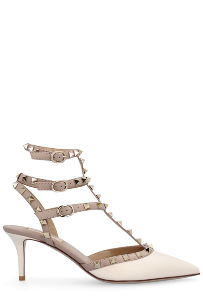 Valentino Garavani 65mm Rockstud Patent Leather Pumps In Ivory/poudre