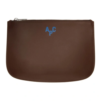 Apc Jayson Logo-embellished Leather Pouch In Brown