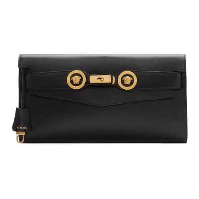 Versace Black Tribute Icon Double Medusa Coin Clutch In K41ot Black