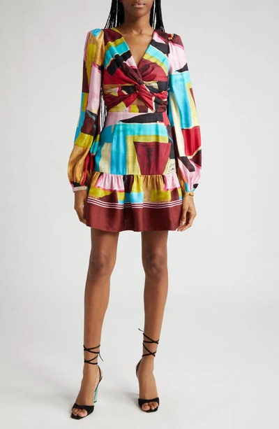 Rebecca Vallance Bastille Abstract Print Long Sleeve Dress