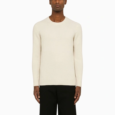 Drumohr Milk Round-neck Sweater In Wool In White