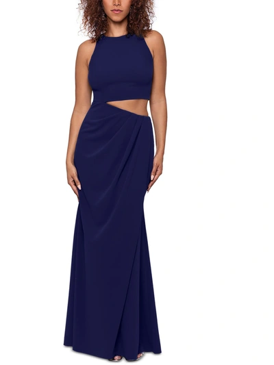 Betsy & Adam Womens Knit Cut-out Evening Dress In Blue