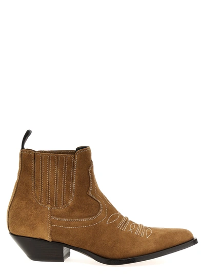 Sonora Hidalgo Flower Boots, Ankle Boots Beige In Brown