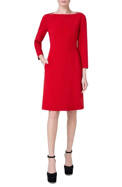 Akris Double-face Wool Short Dress In Ruby Red