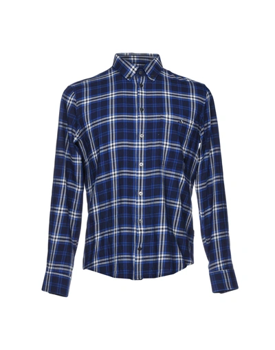 Msgm Checked Shirt In Blue