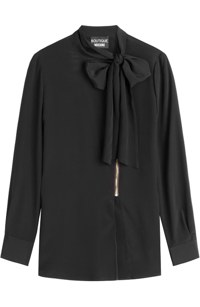 Boutique Moschino Silk Blend Blouse In Black