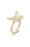 Sphera Milano Sterling Silver & Cz Butterfly Ring In Gold