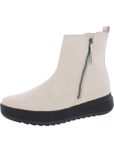 Naturalizer Talise Womens Leather Wedge Ankle Boots In White