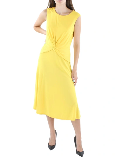 Lauren Ralph Lauren Womens Stretch Midi Shift Dress In Yellow