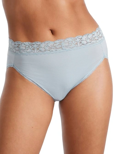 Vanity Fair Flattering Lace Hi-cut Brief In Seaside Mist Stripe