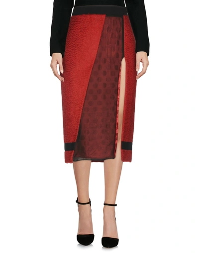 Emanuel Ungaro Midi Skirts In Brick Red