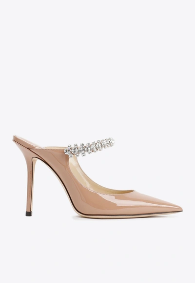 Jimmy Choo Bing 100 Mules In Patent Leather In Pink
