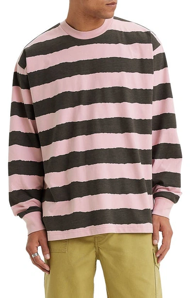 Levi's Striped Long-sleeved T-shirt In Black/pink