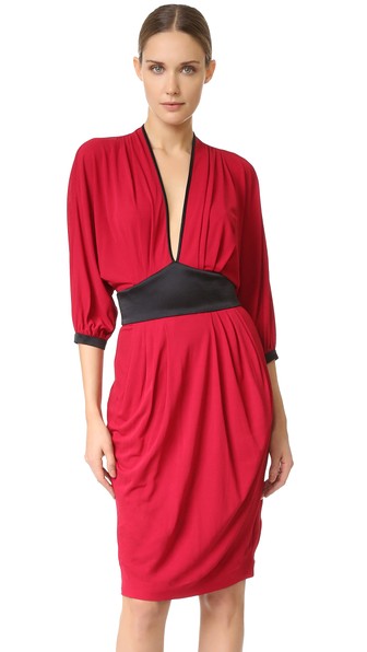 Emanuel Ungaro Short Sleeve Dress In Red Modesens