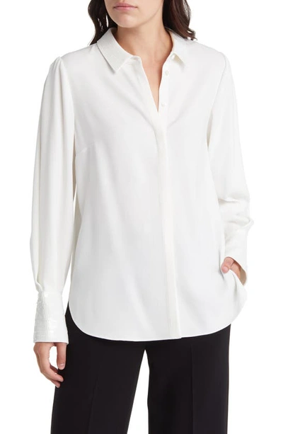 Kobi Halperin Linden Sequin Trim Shirt In Ivory