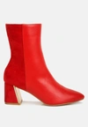 London Rag Desire Suede Back Panel High Ankle Boots In Red