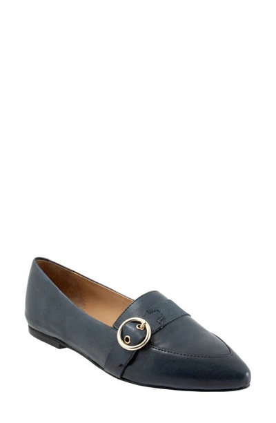 Trotters Emmett Pointed Toe Loafer Flat In Navy