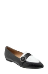 Trotters Emmett Pointed Toe Loafer Flat In Black/ White